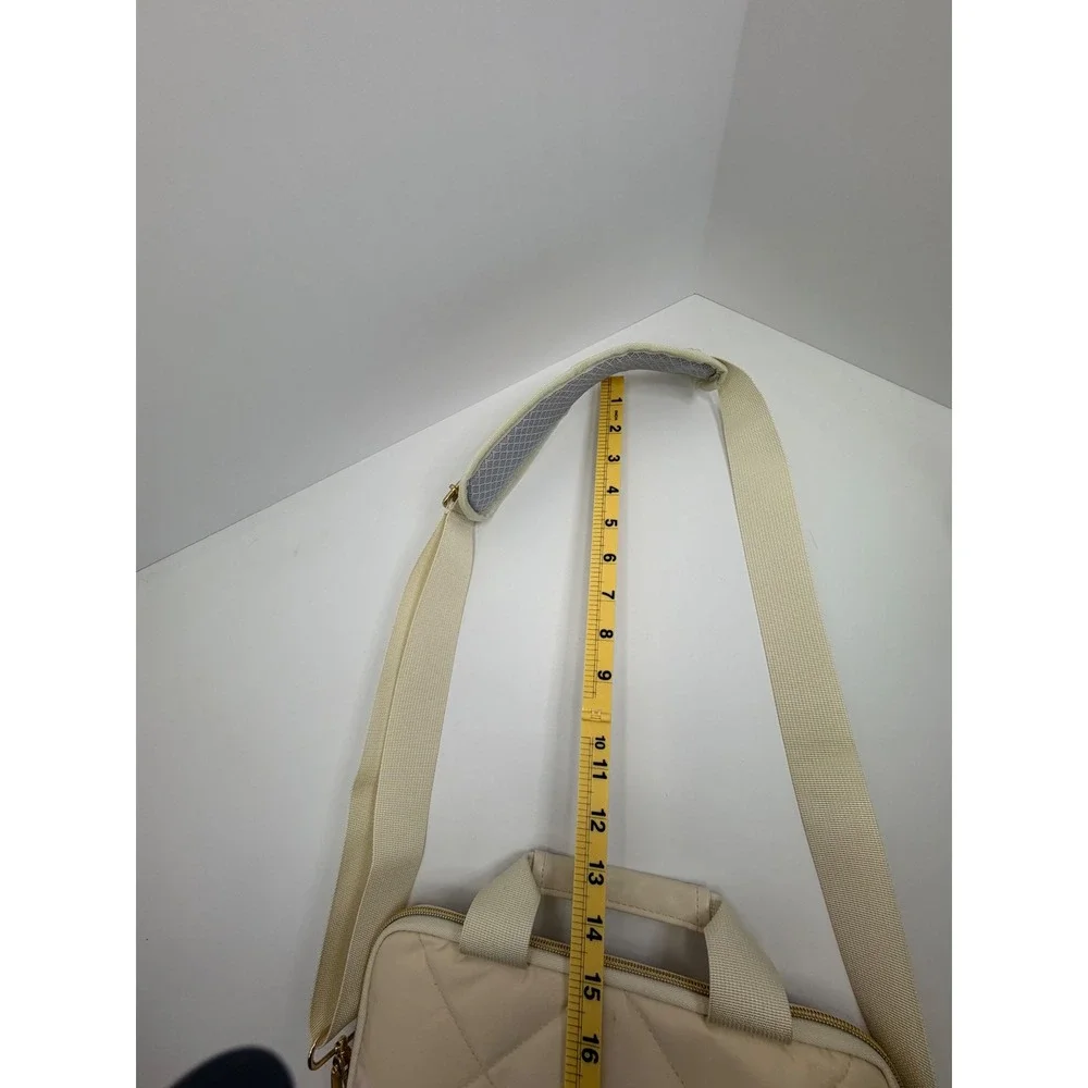 Mosiso Vertical‎ Quilted Laptop Shoulder Bag Cream Padded Travel Messenger Case - Picture 9 of 14